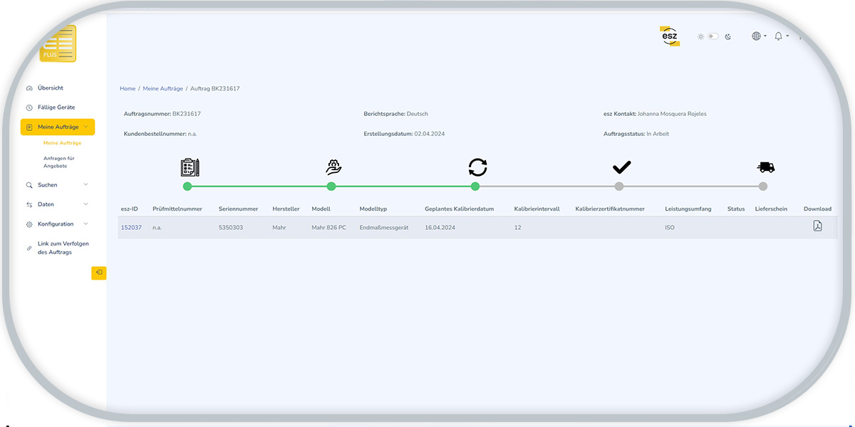 Auftragsübersicht auf einen Blick