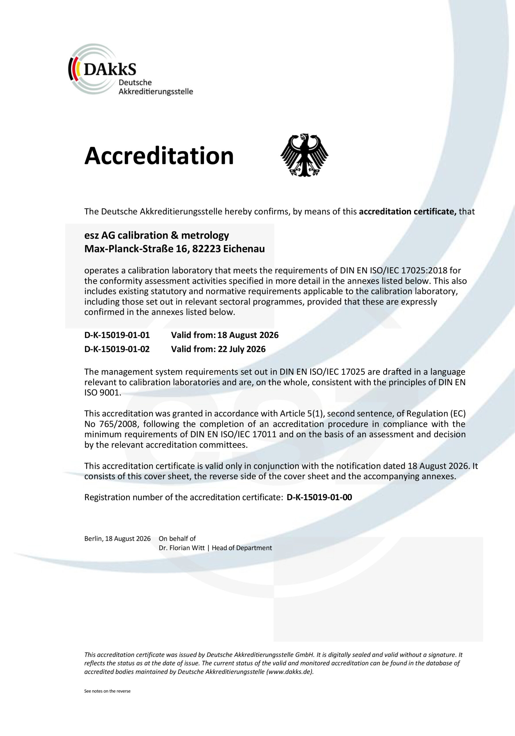 esz AG DAkkS Certificate 2026 08 18 1 scaled