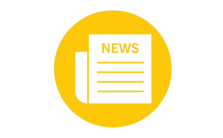 Weißes News Icon auf gelbem Hintergrund